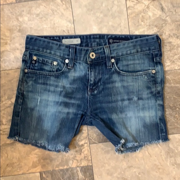 AG Adriano Goldschmied Dark Wash Boyfriend Cut Off High Waist Jean Shorts - Picture 3 of 6